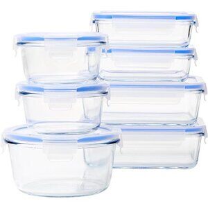 Amazon Basics Leak-Proof Glass Locking Lids Food Storage Containers, 14-Piece